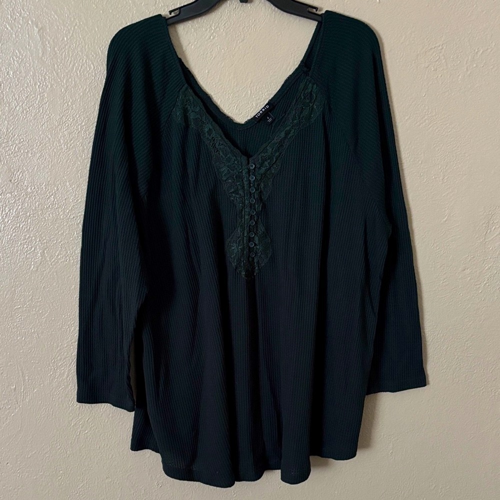 Torrid Women’s Plus Size Waffle Top, 4X, Green